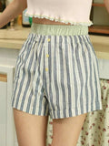 Striped Elastic Waist Shorts - Trendsi - Flyclothing LLC
