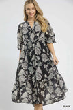 Umgee Floral Print Boho Midi Dress - Trendsi - Flyclothing LLC