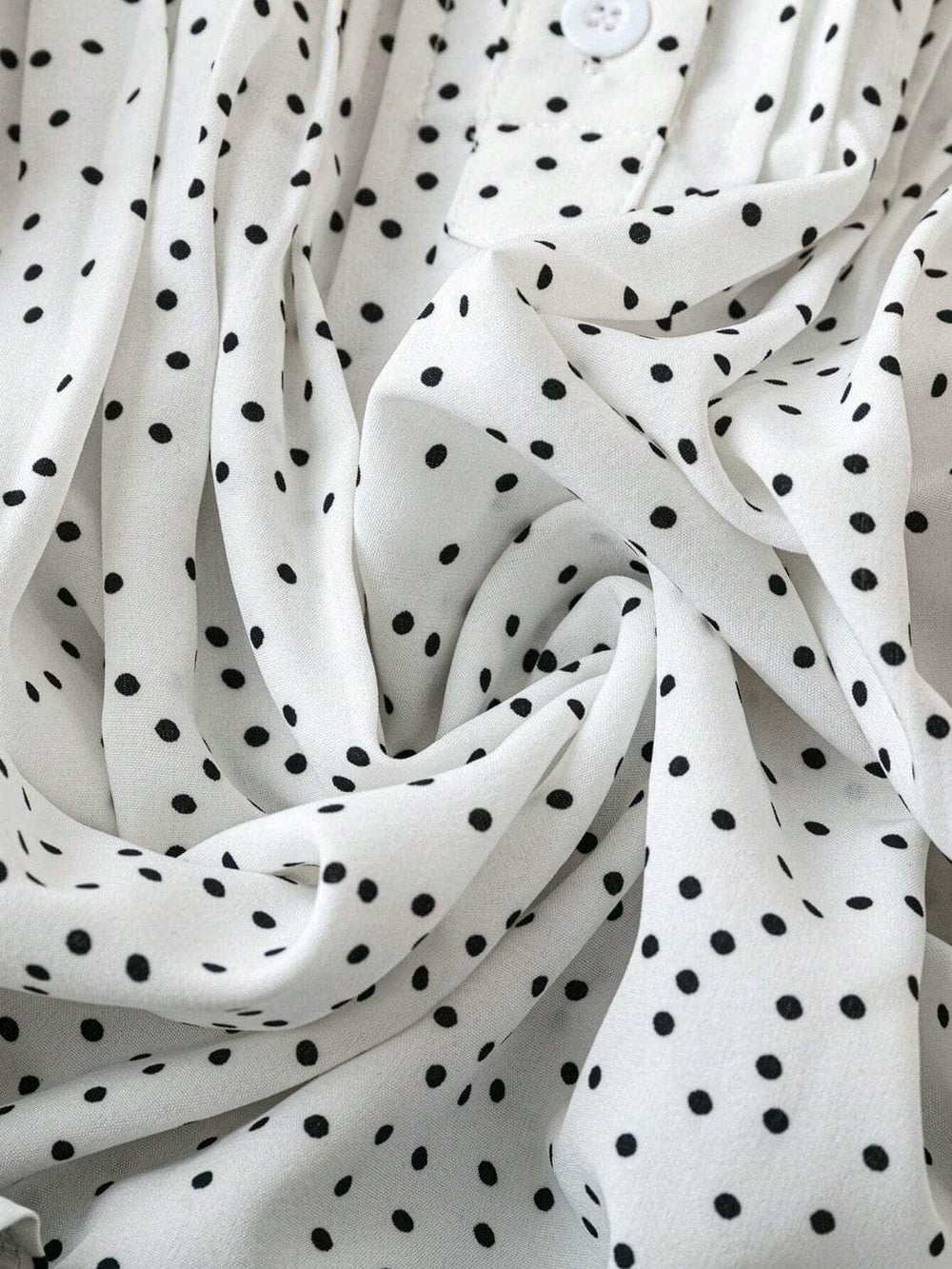 Polka Dot Notched Ruffled Cap Sleeve Blouse - Trendsi - Flyclothing LLC