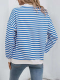 Striped Quarter Zip Long Sleeve Hoodie - Trendsi - Flyclothing LLC