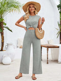 Twisted Round Neck Cap Sleeve Jumpsuit - Trendsi - Flyclothing LLC