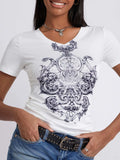 Graphic V-Neck Short Sleeve T-Shirt - Trendsi - Flyclothing LLC