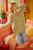BiBi Striped Long Sleeve Sweater - Trendsi - Flyclothing LLC