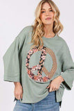 SAGE + FIG Floral Peace Patch Round Neck Top - Trendsi - Flyclothing LLC
