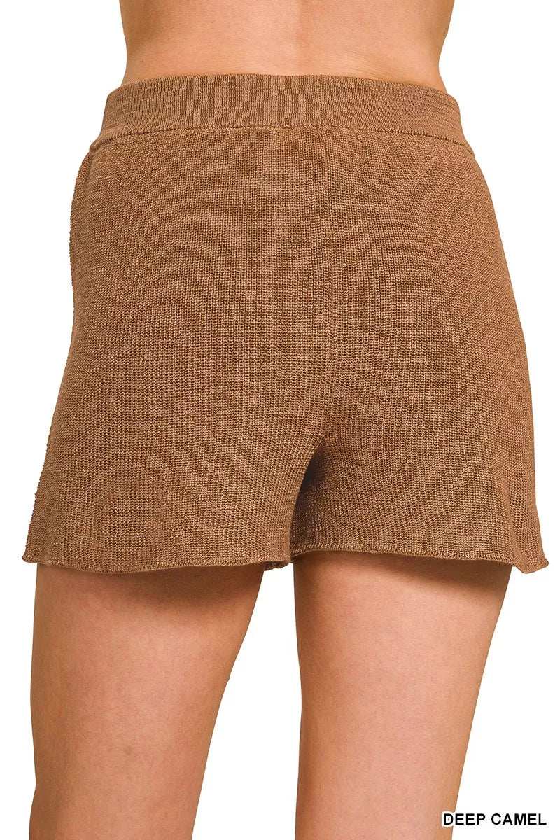 Zenana Round Neck Knit Top and Shorts Sweater Set - Trendsi - Flyclothing LLC