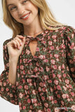 Umgee Floral Tie-Neck Babydoll Dress - Trendsi - Flyclothing LLC