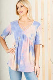 Heimish Full Size Crisscross Tie Dye Babydoll Top Plus Size - Trendsi - Flyclothing LLC
