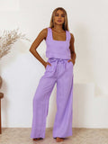 Square Neck Sleeveless Top and Pants Set - Trendsi - Flyclothing LLC