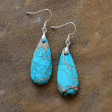Natural Stone Copper Teardrop Earrings - Trendsi - Flyclothing LLC