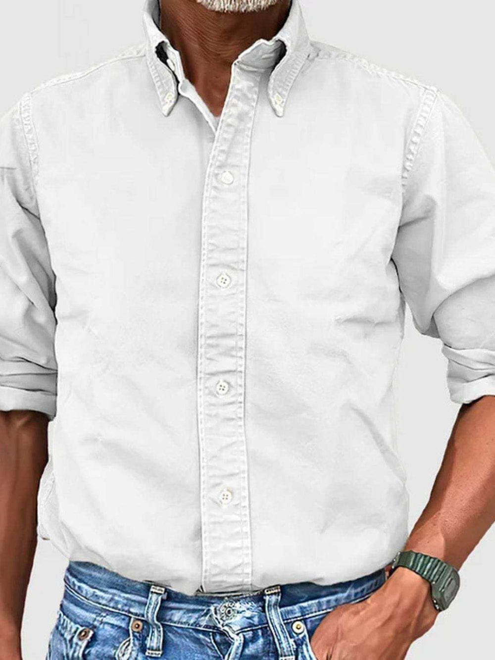 Men's Full Size Collared Neck Button Down Shirt Plus Size - Trendsi - Flyclothing LLC