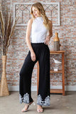 Heimish Full Size Solid Damask Casual Pants Plus Size - Trendsi - Flyclothing LLC