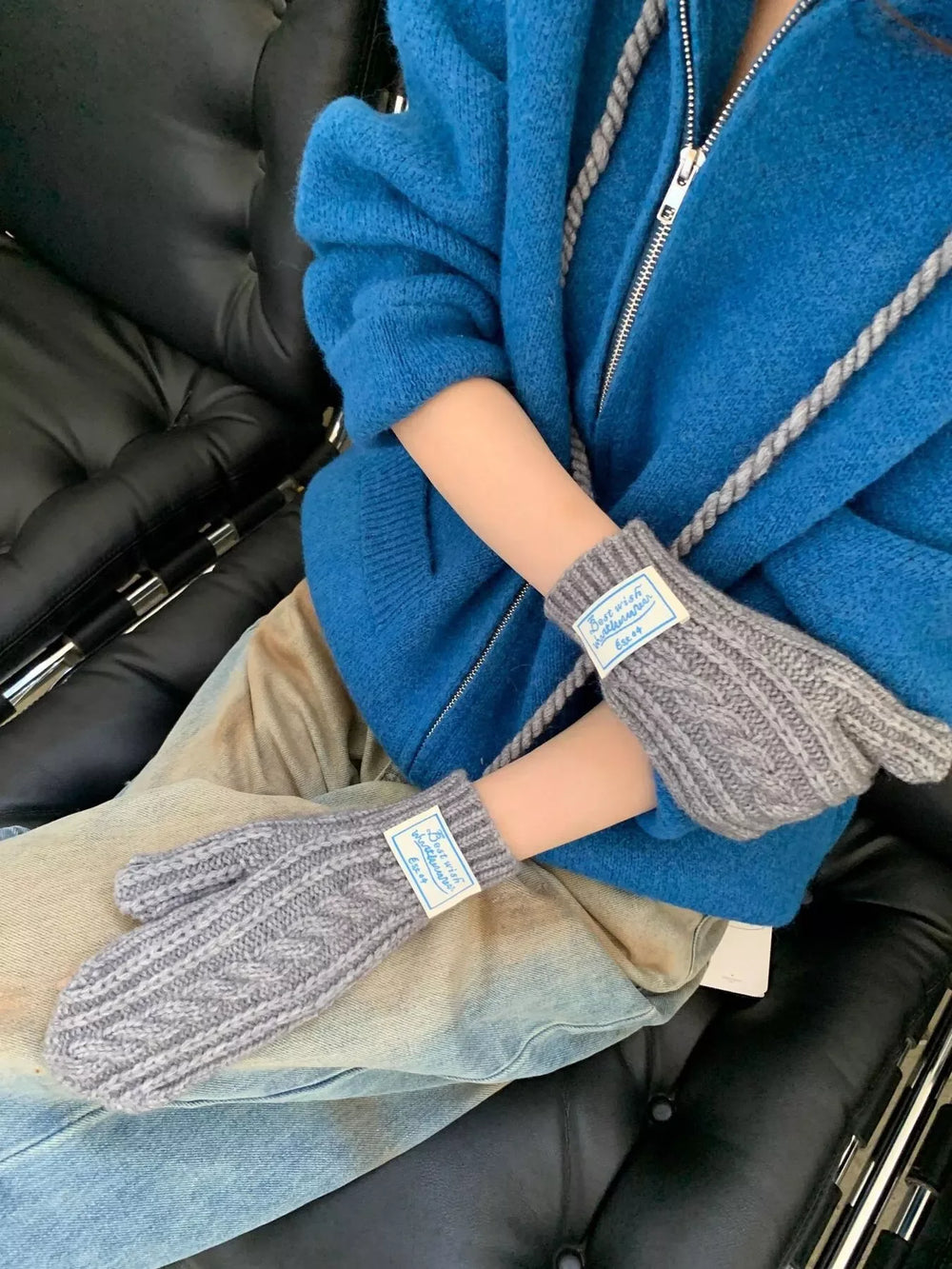 Cable Knit Warm Gloves - Trendsi - Flyclothing LLC