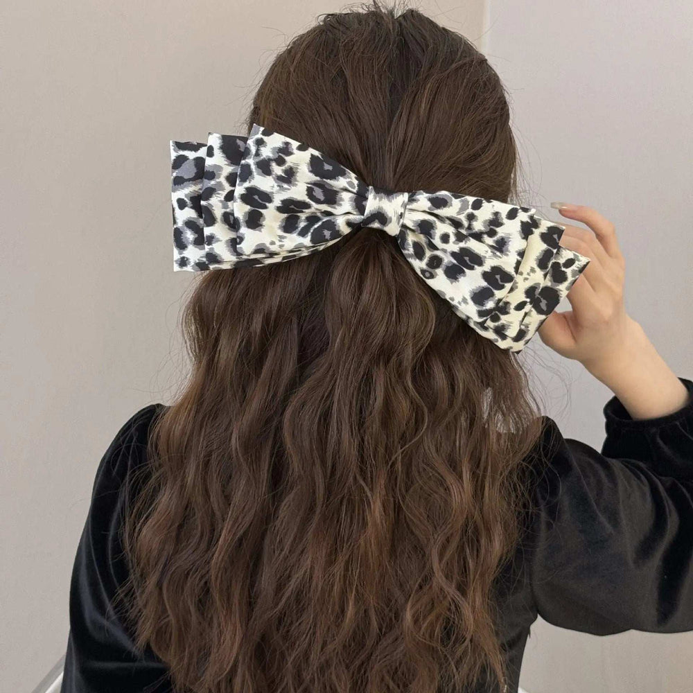 2 Piece Leopard Bow Hair Clip - Trendsi - Flyclothing LLC