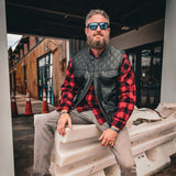 Black Diamond - Mens Premium Leather Diamond Stitch Club Vest - Unik Just for Bikers - Flyclothing LLC