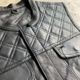 Black Diamond - Mens Premium Leather Diamond Stitch Club Vest - Unik Just for Bikers - Flyclothing LLC