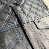 Blue DIamond - Mens Premium Leather Vest - Unik Just for Bikers - Flyclothing LLC