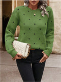 Polka Dot Long Sleeve Sweater - Trendsi - Flyclothing LLC