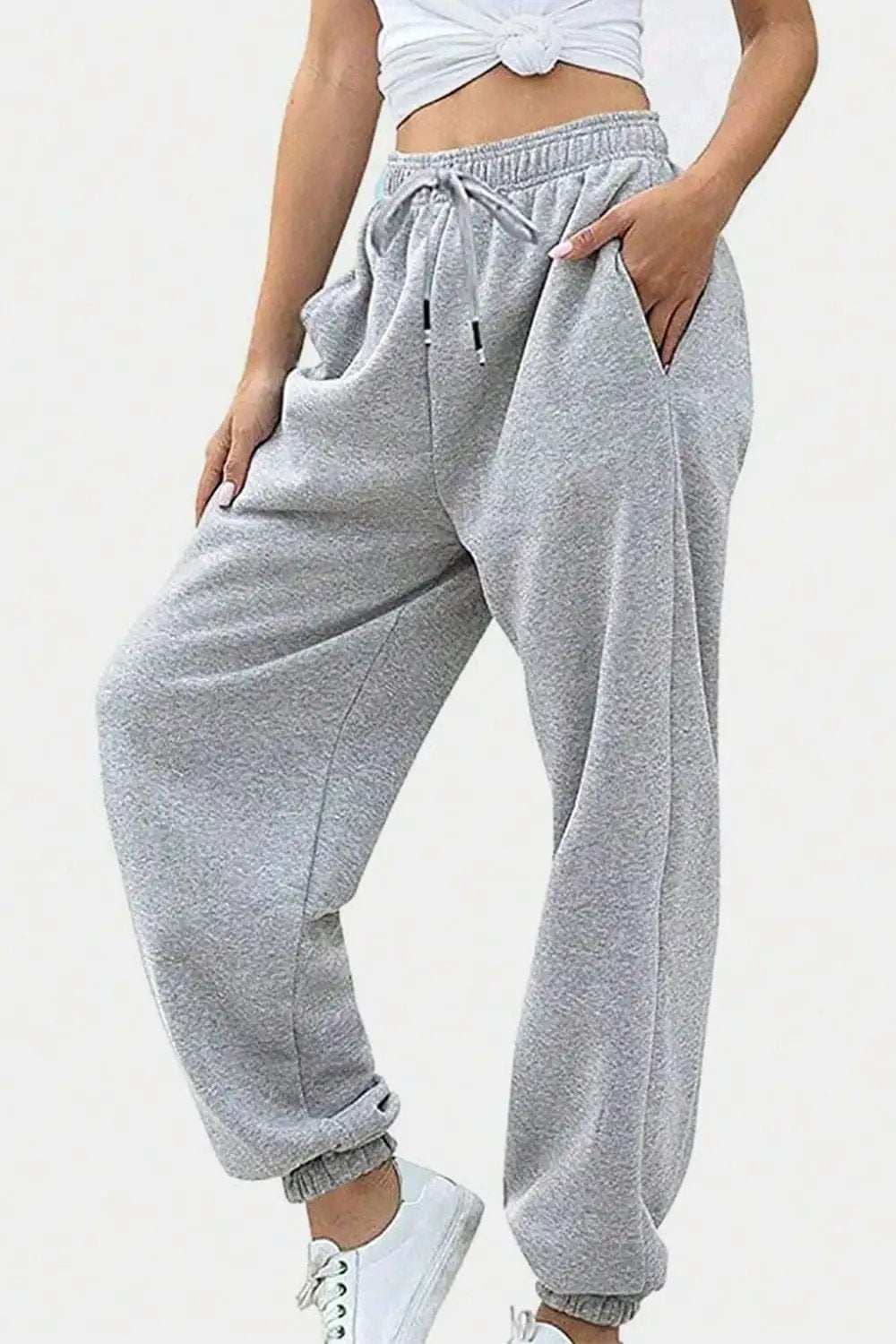 Elastic Waist Joggers with Pockets - Trendsi - Flyclothing LLC