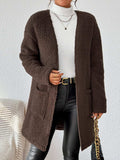 Open Front Long Sleeve Winter Coat - Trendsi - Flyclothing LLC