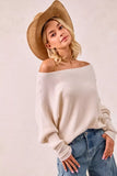 BiBi Waffle Knit Off Shoulder Top - Trendsi - Flyclothing LLC
