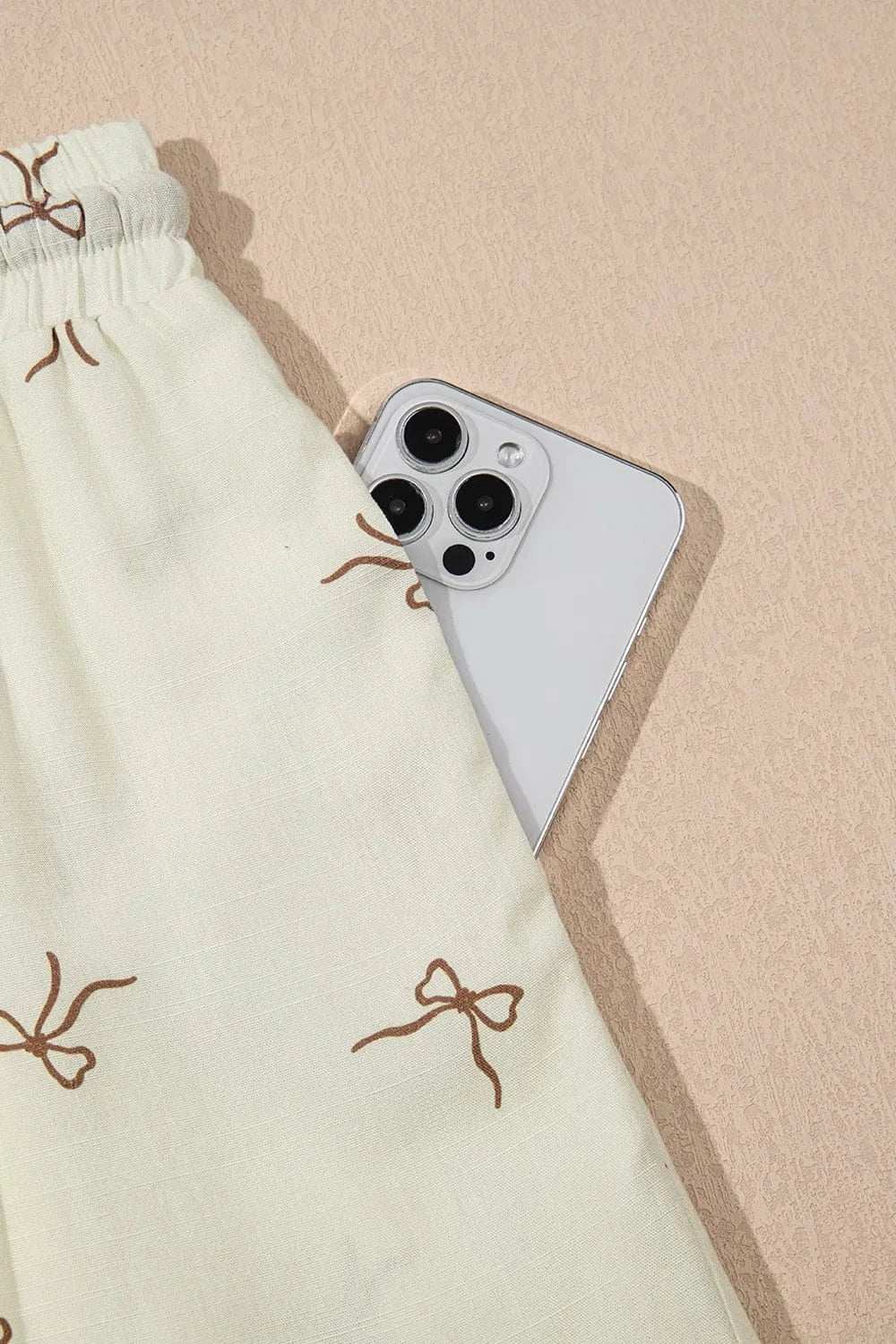 Bow Print Lace Drawstring Casual Shorts - Trendsi - Flyclothing LLC