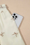 Bow Print Lace Drawstring Casual Shorts - Trendsi - Flyclothing LLC