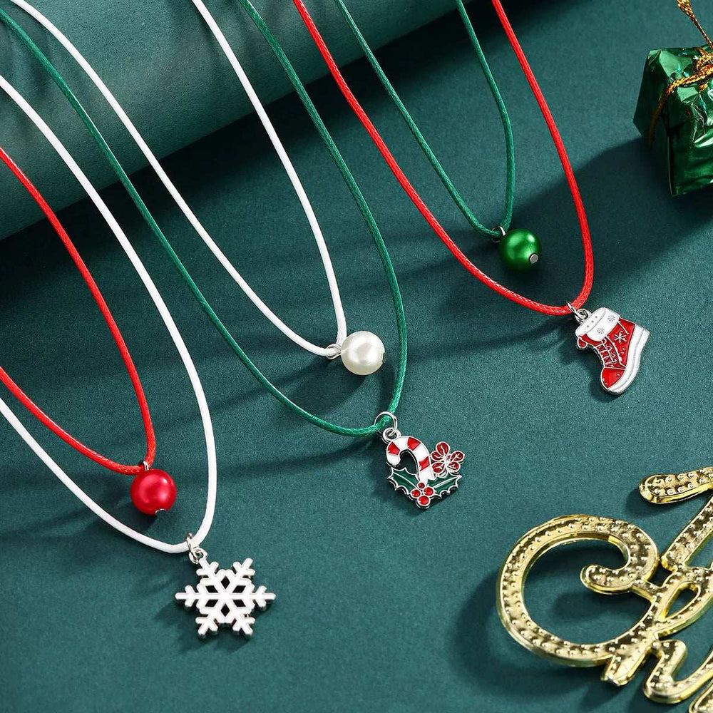 2 Piece Christmas Themed Pendant Necklace - Trendsi - Flyclothing LLC