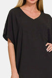 Zenana V-Neck Tee Dress with Pockets - Trendsi - Flyclothing LLC