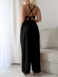 Devine Tie Back Backless Crisscross Jumpsuit - Trendsi - Flyclothing LLC