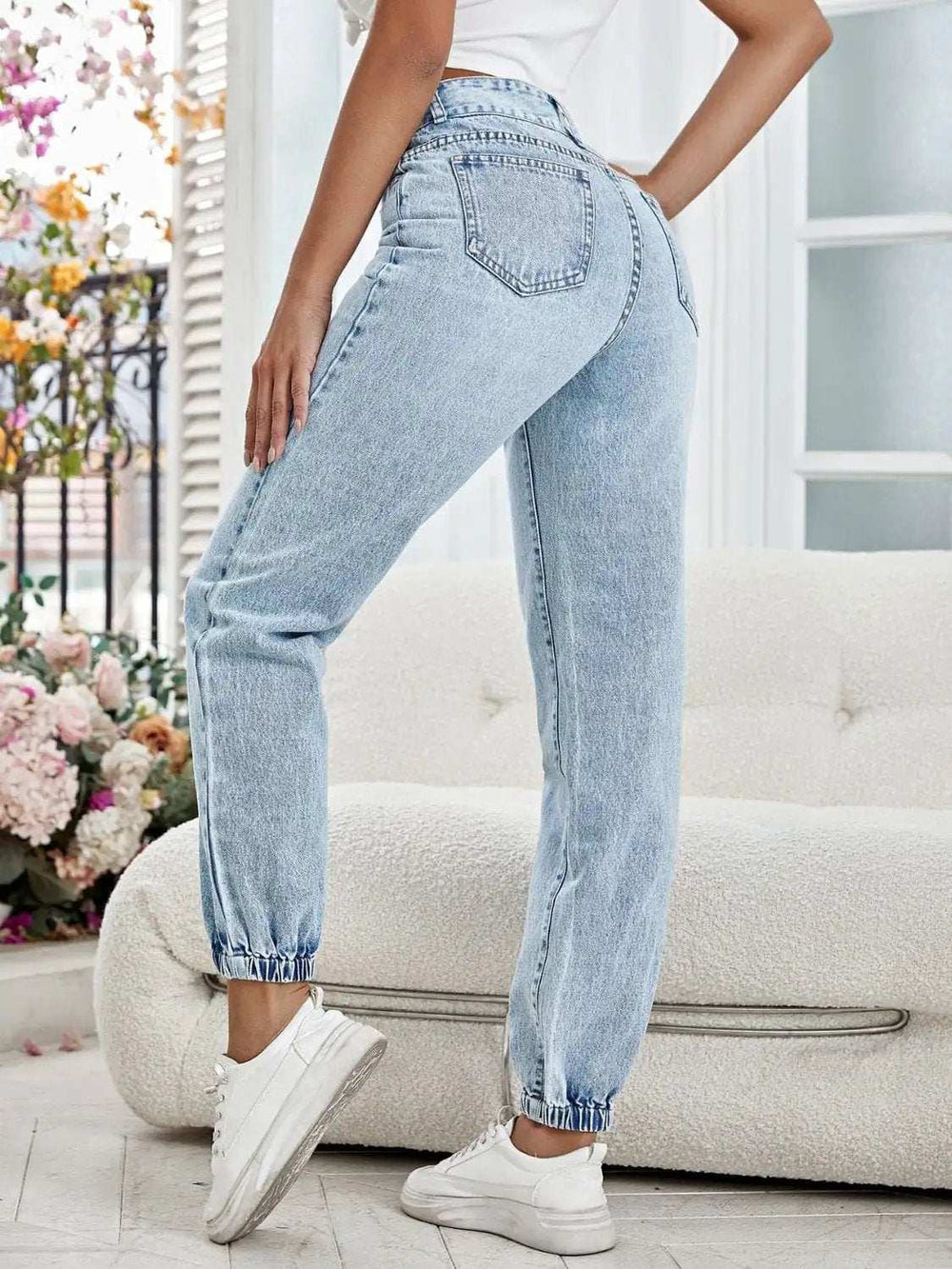 High Waist Jeans with Pockets - Trendsi - Flyclothing LLC
