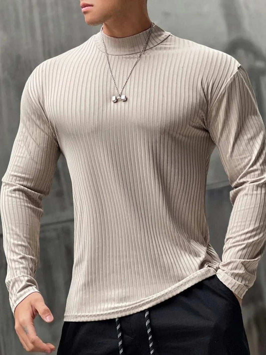 Men's Mock Neck Long Sleeve T-Shirt - Trendsi - Flyclothing LLC