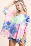 BiBi Tie Dye Print Low Gauge Knit Top - Trendsi - Flyclothing LLC