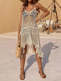 Openwork Scoop Neck Spaghetti Strap Cover-Up Dress - Trendsi - Flyclothing LLC