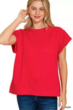 Zenana Textured Knit Jacquard Short Sleeve Top - Trendsi - Flyclothing LLC