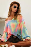 BiBi Tie Dye French Terry V Neck Top - Trendsi - Flyclothing LLC