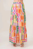And The Why Asymmetric Geo Printed Tiered Maxi Skirt - Trendsi - Flyclothing LLC