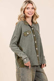 Mittoshop Mineral Washed Plaid Button Down Shacket - Trendsi - Flyclothing LLC