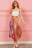 BiBi Metallic Color Block Pleats Midi Skirt - Trendsi - Flyclothing LLC