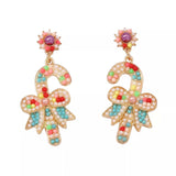 Christmas Candy Cane Bow Drop Earrings - Trendsi - Flyclothing LLC