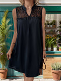 Lace Detail Notched Sleeveless Mini Dress - Trendsi - Flyclothing LLC