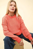 VERY J Exposed Seam Cropped Striped Slit Sweater - Trendsi - Flyclothing LLC