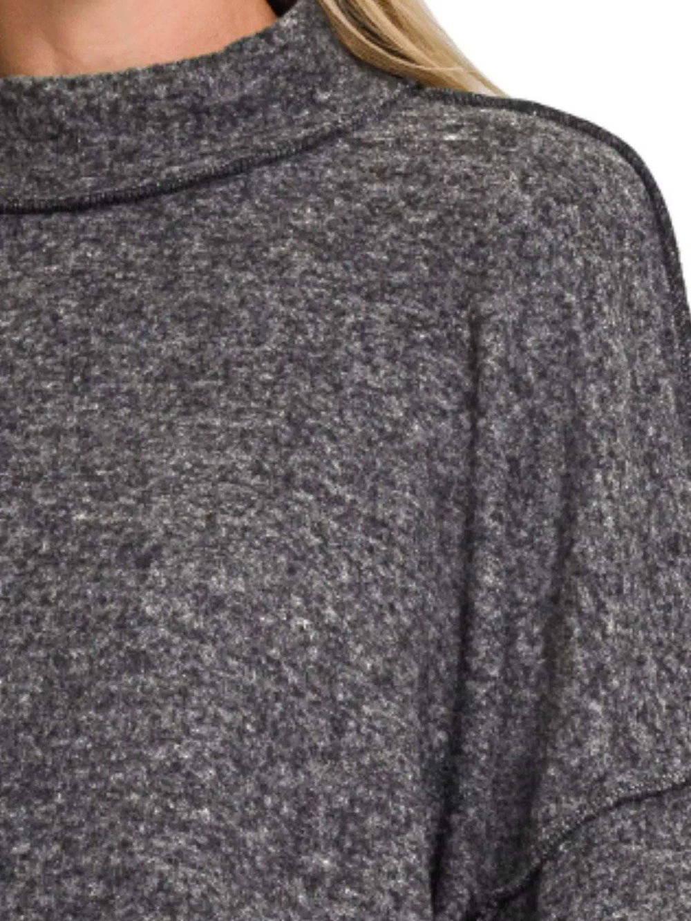 Zenana Brushed Melange Hacci Cropped Sweater - Trendsi - Flyclothing LLC