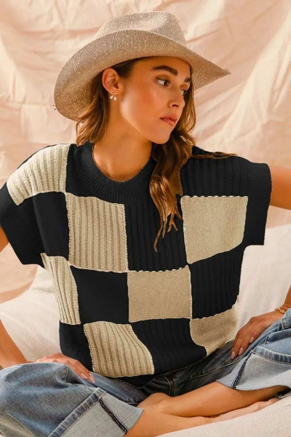 SO ME Check Plaid Casual Sweater Top - Trendsi - Flyclothing LLC