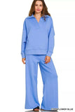Zenana Scuba Collared Pullover and Pants Set - Trendsi - Flyclothing LLC