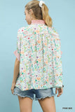 Umgee Jacquard Floral Print Button-Down Shirt - Trendsi - Flyclothing LLC