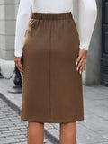 Elastic Waist Skirt with Pockets - Trendsi - Flyclothing LLC