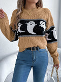 Ghost Round Neck Long Sleeve Sweater - Trendsi - Flyclothing LLC