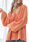 Frill V-Neck Balloon Sleeve Blouse - Trendsi - Flyclothing LLC