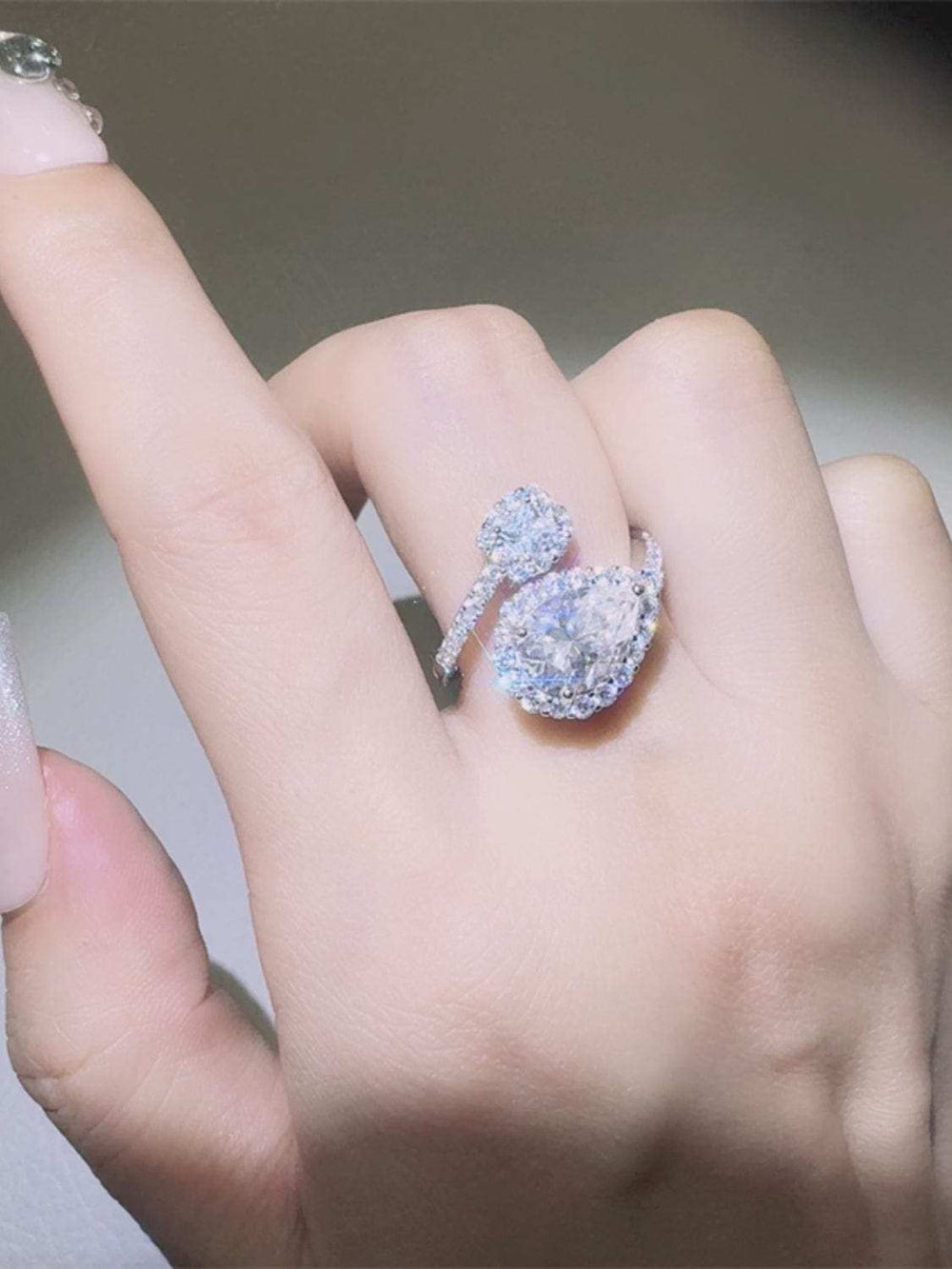 2 Carat Moissanite 925 Sterling Silver Bypass Ring - Trendsi - Flyclothing LLC