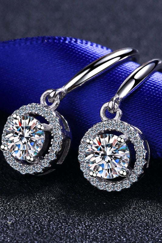 1 Carat Moissanite 925 Sterling Silver Drop Earrings - Trendsi - Flyclothing LLC